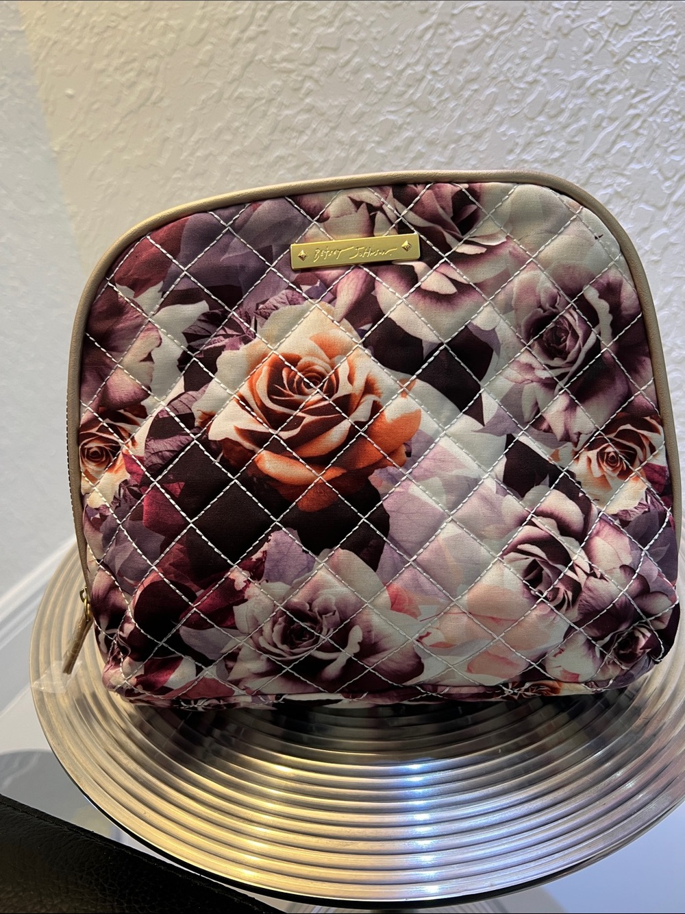 Betsey Johnson large dome floral makeup case